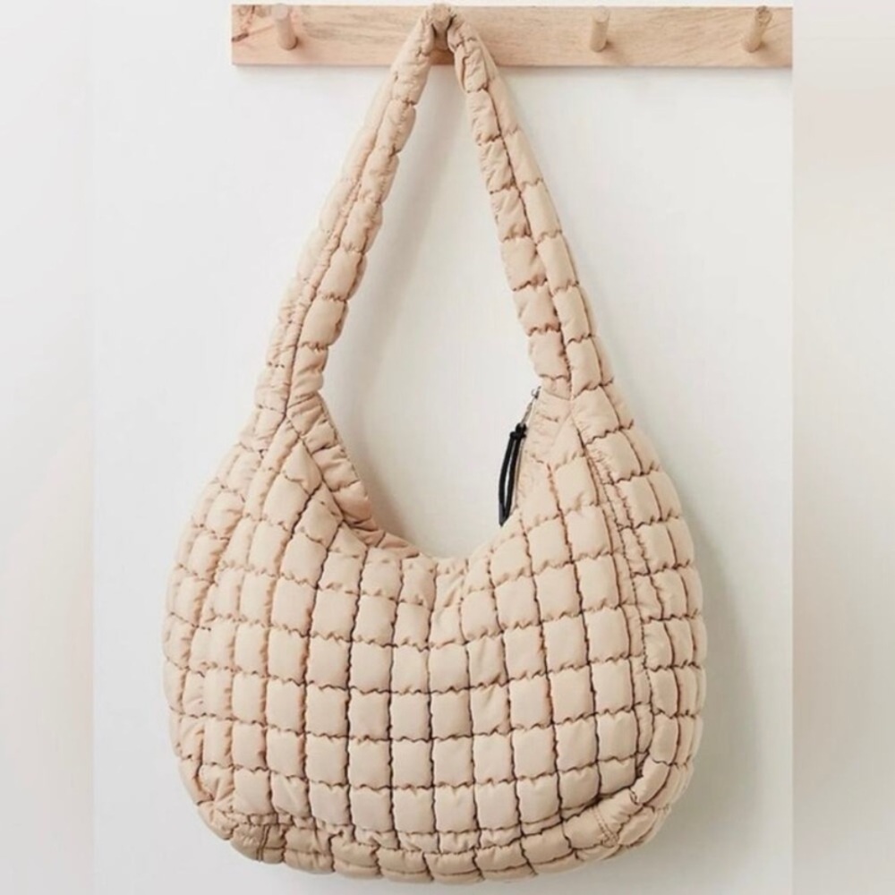 FREE PEOPLE FP MOVEMENT Quilted Carryall Tote Bag in Off White